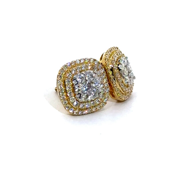 Double Halo Diamond Cluster Earrings