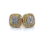 Double Halo Diamond Cluster Earrings