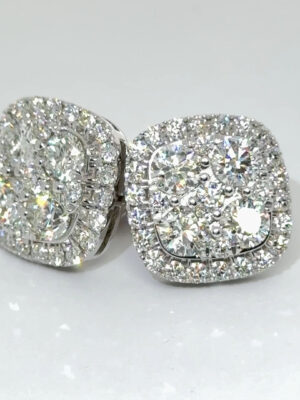 Natural VS cluster earrings with halo